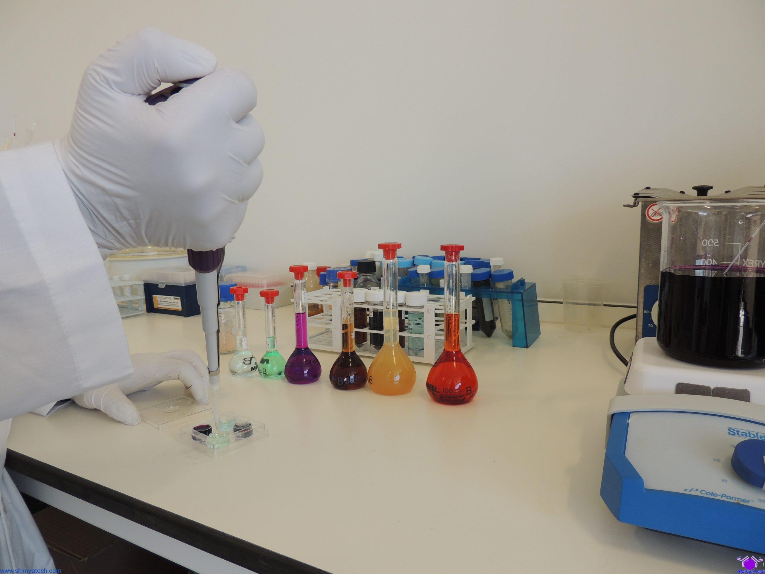 The scientist is making Nano material solutions